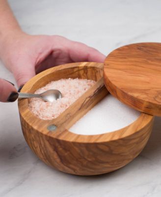 Olive Wood 8 ounce Salt Box