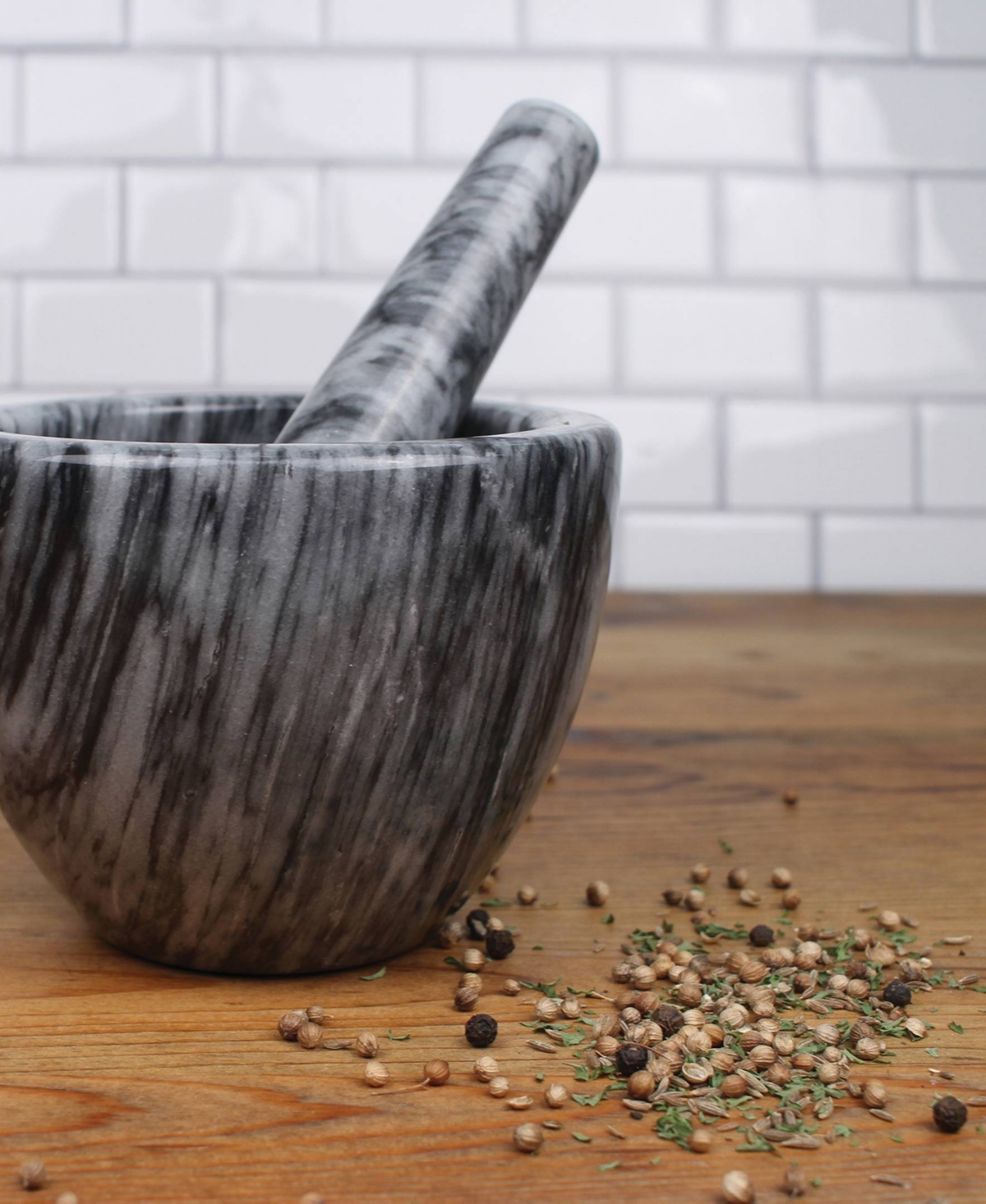 Rsvp International Gray Marble Mortar Pestle Set In Gray