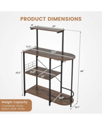 4-Tier Kitchen Bakers Rack with 6 S-Hooks and Stemware Racks