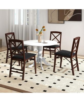 4-Person Dining Table Wooden Kitchen Table with Solid Rubber Wood Frame for Kitchen