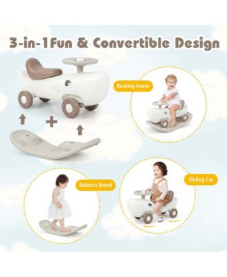 Convertible Rocking Horse & Sliding Car with Detachable Balance Board
