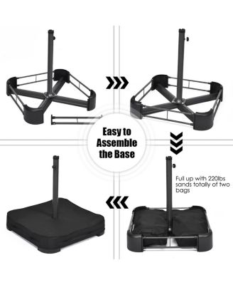 15Ft Patio Double-Sided Solar LED Market Umbrella Crank Base