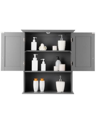 Wall Mount Bathroom Cabinet Storage Organizer Medicine Cabinet with 2-Doors and 1- Shelf Cottage Collection Wall Cabinet