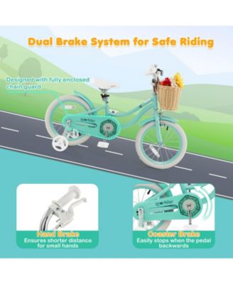 14" Kid's Bike with Training Wheels Adjustable Handlebar Seat Handbrake