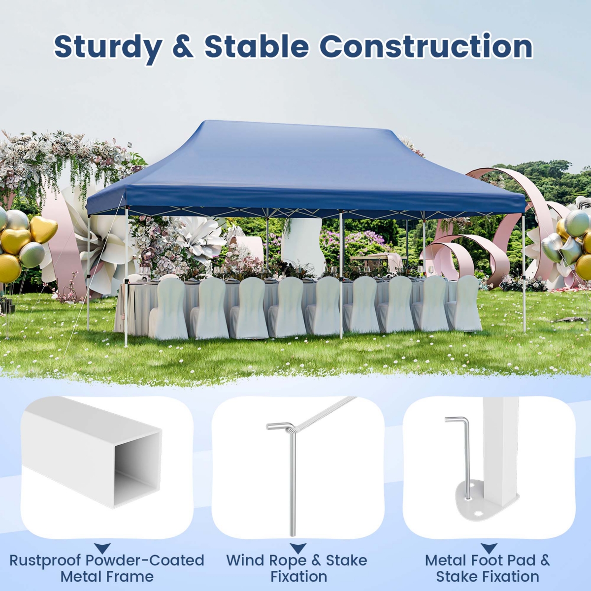 Costway 10 x 20 Ft Pop-up Canopy UPF50+ Sun Protection Tent with Carrying Bag