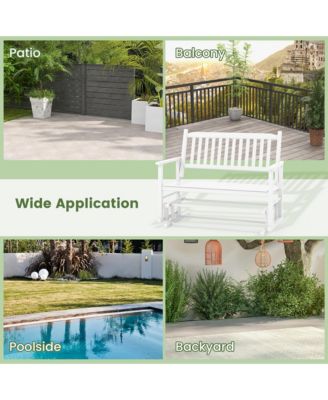 Patio Glider Loveseat Chair Swing Rocking Bench with Slatted Seat & Curved Backrest