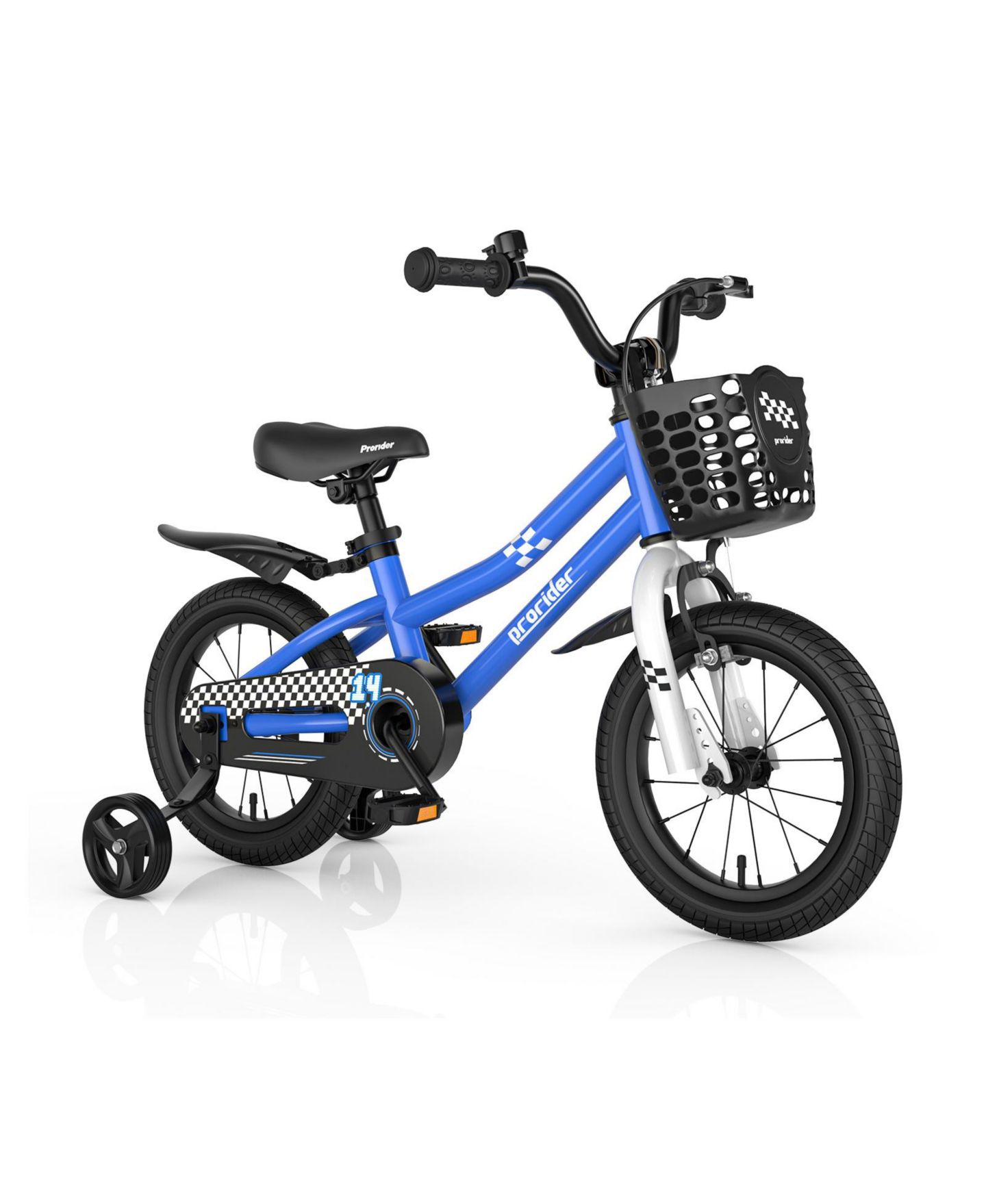Детская игрушка Costway 14" Kids' Bike with Removable Training Wheels & Basket, Ages 3-5, цвет: Синий — фото 10