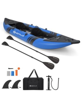 Inflatable Kayak Set Portable 2-person Kayak with Aluminium Oars EVA Padded Seat