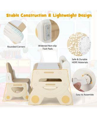 Kids Drawing Table & Chair Set for Reading Playing with Pens & Blackboard Eraser