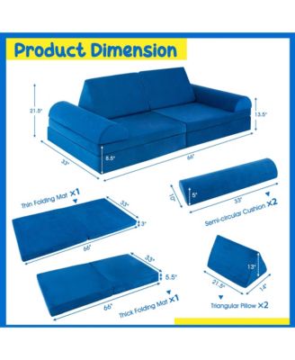 6 PCS Kids Play Sofa Set Modular Convertible Foam Folding Couch Toddler Playset