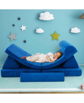 6 PCS Kids Play Sofa Set Modular Convertible Foam Folding Couch Toddler Playset