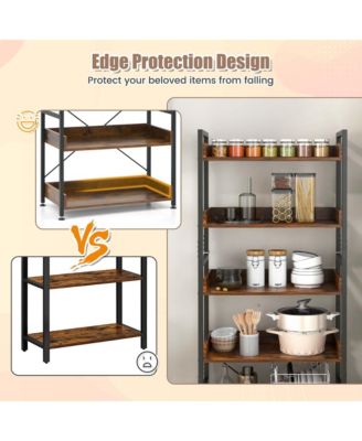 6-Tier Bookshelf Open Display Shelves Storage Rack Metal Frame