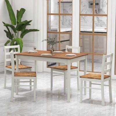 5-Piece Dining Set Solid Wood Kitchen Furniture with Rectangular Table & 4 Chairs