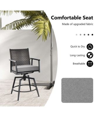 360° Swivel Bar Stool Set of 2 Counter Height Bar Chair with Metal Frame