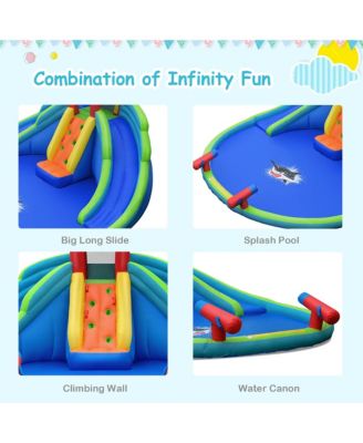 Inflatable Bounce House Water Splash Pool Dual Slide Climbing Wall
