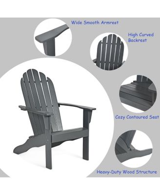 Outdoor Adirondack Chair Solid Wood Patio Garden Furniture