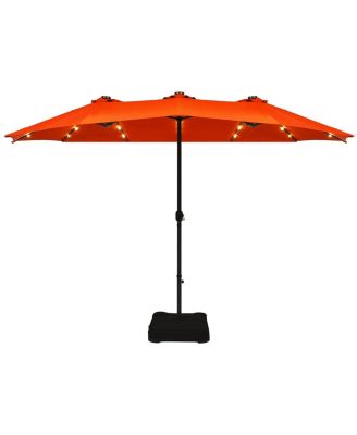 15Ft Patio Double-Sided Solar LED Market Umbrella Crank Base
