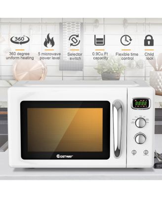 0.9Cu.ft. Retro Countertop Compact Microwave Oven 900W