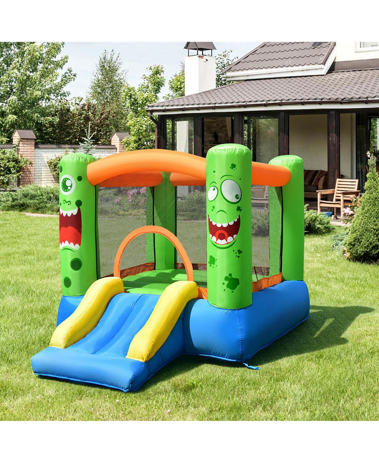 Детские игрушки Costway Jumper Castle Inflatable Bounce House with Slide & Basketball Hoop, 110"L x 83"W x 67"H, Ages 3+ — фото 5