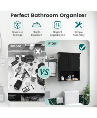 Wooden Wall-Mount Medicine Storage Bathroom Cabinet