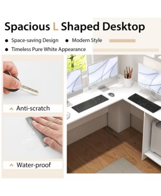 L-shaped Corner Computer Desk Home Office Writing Workstation with Storage Shelves