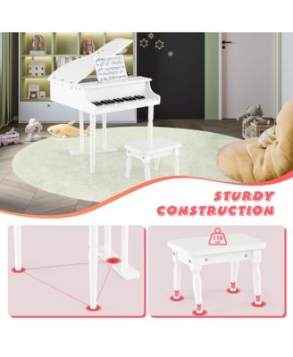 30 Key Classical Kids Piano Wooden Musical Instrument Toy w/ Stand & Stool