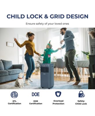 10000 BTU Portable Air Conditioner w/ Remote Control 3-in-1 Air Cooler w/ Drying