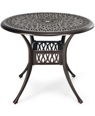 36'' Patio Round Dining Bistro Table Cast W/2'' Umbrella Hole