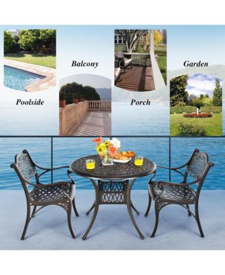 36'' Patio Round Dining Bistro Table Cast W/2'' Umbrella Hole