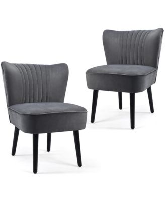 Set of 2 Armless Accent Chair Upholstered Leisure Chair Single Sofa