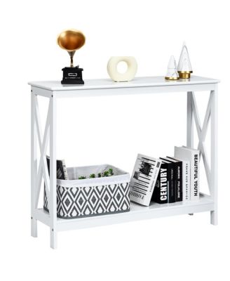 1 PC P2 MDF 2-Tier Console Table x-Design Bookshelf Sofa Side Accent Table