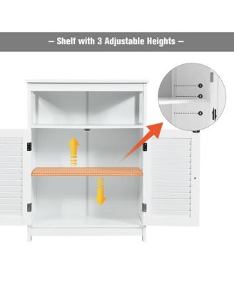 Bathroom Wood Storage Cabinet w/ Double Shutter Door