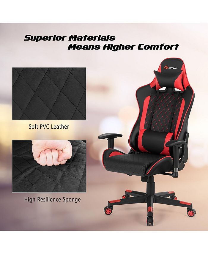 Costway Massage Gaming Chair Reclining Racing Chair w/Lumbar Support