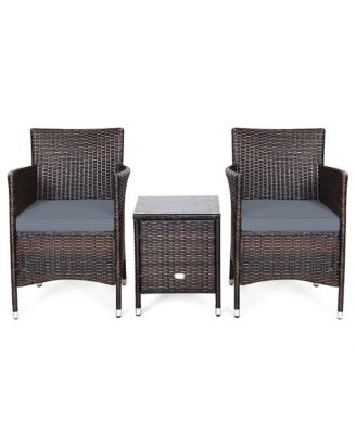 3 PCS PE Rattan Wicker Furniture Sets
