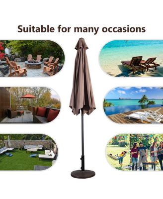 9FT Patio Umbrella Patio Market Steel Tilt W/ Crank Outdoor Yard Garden