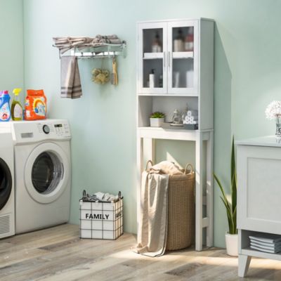 Wooden Over The Toilet Storage Cabinet Spacesaver Organizer Bathroom Tower Rack