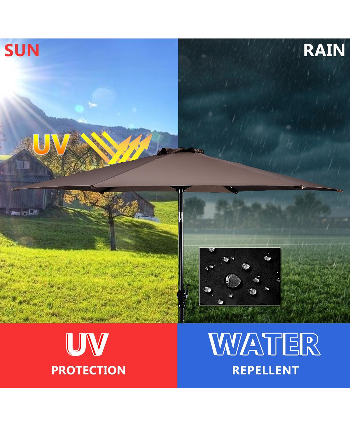 Costway 10FT Patio Umbrella 6 Ribs Market Steel Tilt W/ Crank Outdoor Garden
