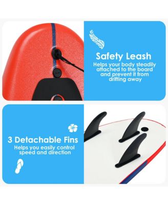 6' Surfboard Foamie Body Surfing Board W/3 Fins and Leash