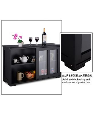 Storage Cabinet Sideboard Buffet Cupboard Glass Sliding Door