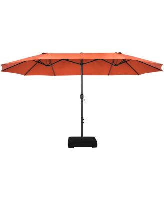 15FT Double-Sided Twin Patio Umbrella Sun Shade Outdoor Crank Market Base