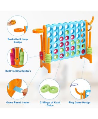 4-in-A Row Giant Game Set w/Basketball Hoop for Family