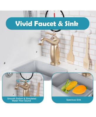 Kids Kitchen Play set Pretend Play Cooking Set w/Vivid Faucet & Telephone