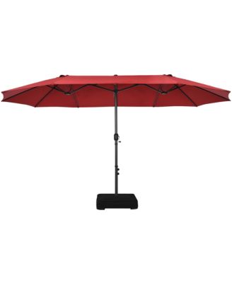 15FT Double-Sided Twin Patio Umbrella Sun Shade Outdoor Crank Market Base