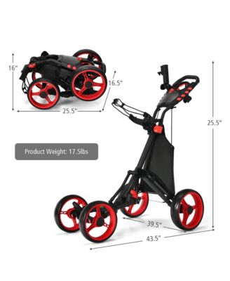 Folding 4 Wheels Golf Push Cart W/Bag Scoreboard Adjustable Handle