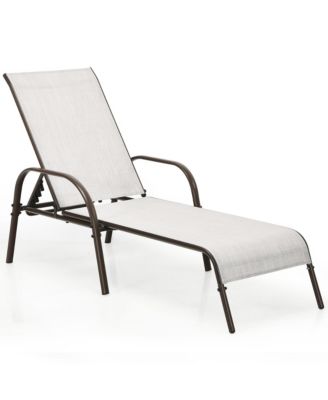 Patio Lounge Chair Chaise Adjustable Reclining Armrest