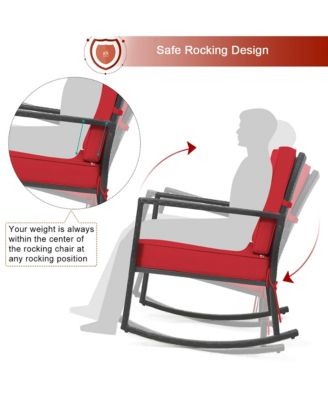 Patio Rattan Rocker Chair Outdoor Glider Wicker Rocking Chair Cushion Lawn