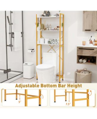 3-Tier Over-The-Toilet Bathroom Shelf Metal Frame Space Saver Rack with 4 Hooks