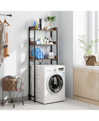 3-Tier Over-The-Toilet Bathroom Shelf Metal Frame Space Saver Rack with 4 Hooks