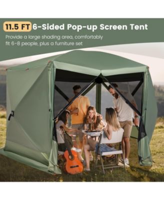 6-Sided Pop-Up Screen House Tent with 2 Wind Panels for Camping, 1.5 x 11.5 FT