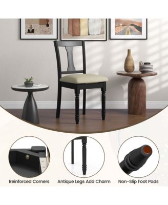 2 PCS Wood Chair Antique Upholstered Chair with Storage Space